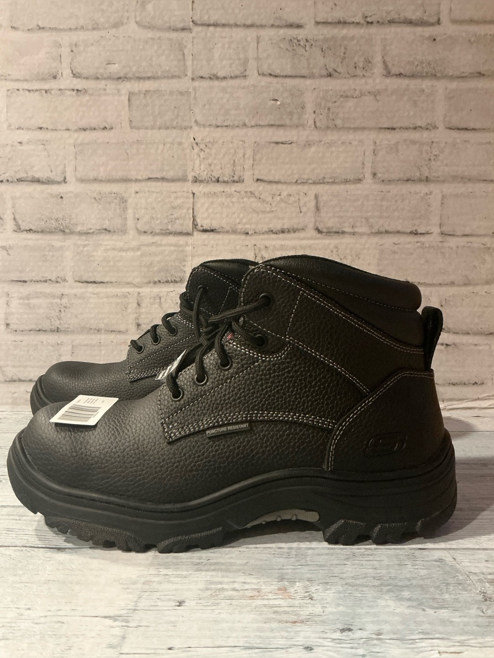 Sketchers Men’s 11.5W Burgin Tarlac Leather Industrial Steel Toe Boot-Black
